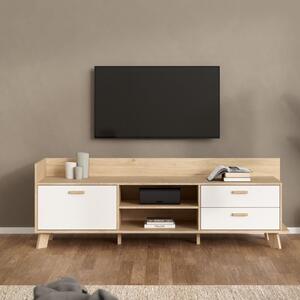 Irvine Wooden TV Stand With 1 Door 2 Drawers In Oak And White