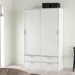 Lebanon Wooden Wardrobe With 2 Sliding Doors 4 Drawers In White