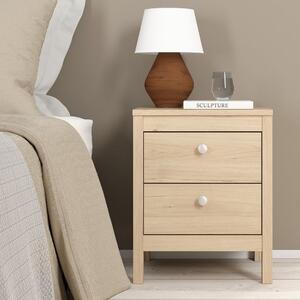 Malibu Wooden Bedside Cabinet With 2 Drawers In Oak