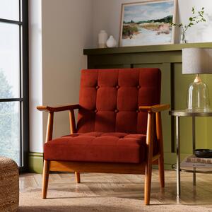 Quinn Buttoned Occasional Chair, Velvet Orange Umber