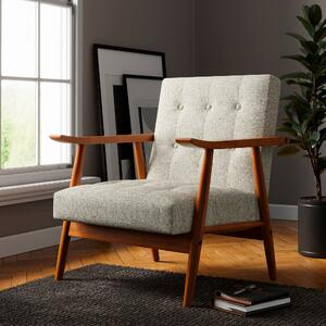 Quinn Buttoned Occasional Chair, Textured Weave Dark Cream (Natural)
