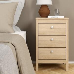 Malibu Wooden Bedside Cabinet With 3 Drawers In Oak