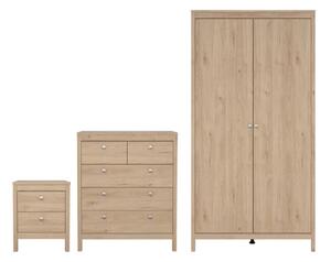 Malibu Wooden Bedroom Furniture Set With 2 Doors Wardrobe In Oak