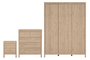 Malibu Wooden Bedroom Furniture Set With 3 Doors Wardrobe In Oak