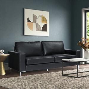 Baltic Faux Leather 3 Seater Sofa In Black