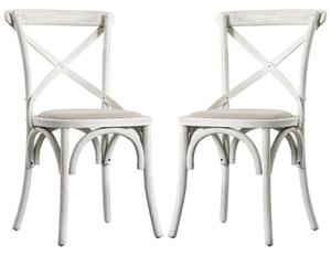 Caria Cross Back Natural Wooden Dining Chairs In Pair