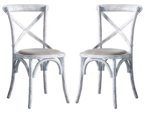 Caria Cross Back White Wooden Dining Chairs In Pair