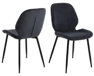 Fairlee Anthracite Fabric Dining Chairs With Black Legs In Pair