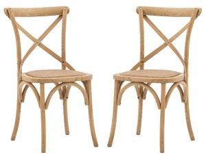 Caria Natural Wooden Dining Chairs With Rattan Seat In Pair