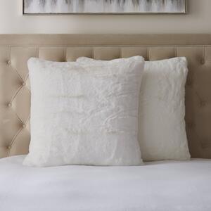 Faux Fur Continental Cushion White