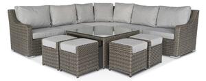 Dayvo Modern Luxury Corner Sofa With Coffee Table And Four Stools
