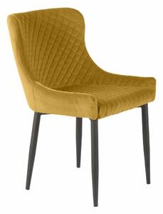 Hint Set Of 2 Velvet Dining Chairs With Powder Coated Steel Legs- Yellow
