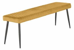 Sy Velvet Bench With Powder Coated Steel Legs - Yellow