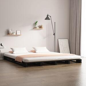 Pallet Bed Black 150x200 cm King Size Solid Wood