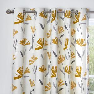Fusion Dacey Ochre Eyelet Curtains White/Yellow
