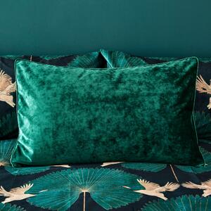 Crushed Velour Piped Pillowcase Green