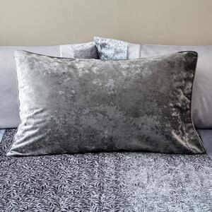 Crushed Velour Piped Pillowcase Grey
