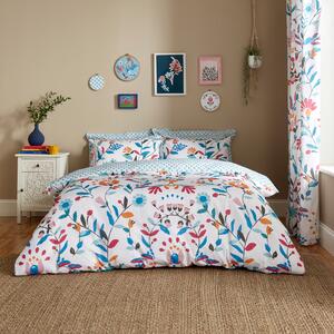 Norah Teal Duvet Cover and Pillowcase Set Blue/Red/White
