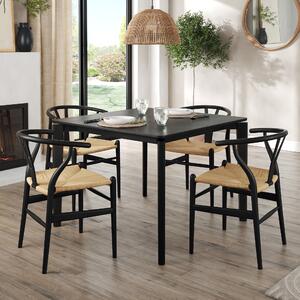 Hudson 4 Seater Square Extendable Dining Table, Oak Black