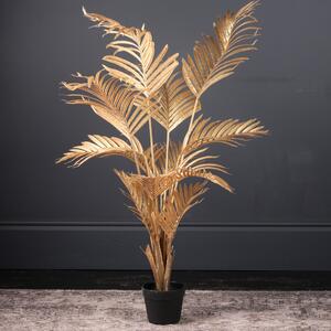 Artificial Gold Kwai Palm Tree in Black Plant Pot Gold