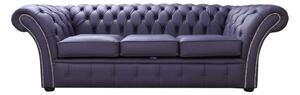 Chesterfield 3 Seater Sofa Settee Shelly Amethyst Purple Leather In Balmoral Style