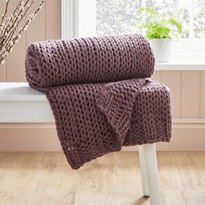Chunky Knit Recycled Throw 130cm x 170cm Thistle