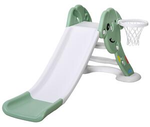 HOMCOM Kids Slide with Basketball Hoop Toddler Climber Freestanding Slider Playset Playground Slipping Slide for 2-6 Years Old Green