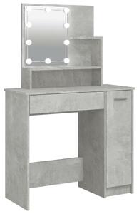 Dressing Table with LED Concrete Grey 86.5x35x136 cm