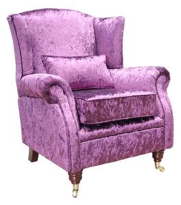 Wing Chair Fireside High Back Armchair Shimmer Amethyst Purple Velvet In Stock