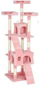 PawHut 173cm Cat Tree Scratching House, Activity Play Centre, Pink