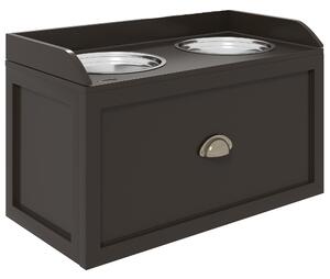 PawHut Stainless Steel Raised Dog Bowls, with 21L Storage Drawer for Large Dogs - Brown Aosom UK