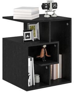 HOMCOM Side Table, 3 Tier End Table with Open Storage Shelves for Living Room, Bedroom, Black