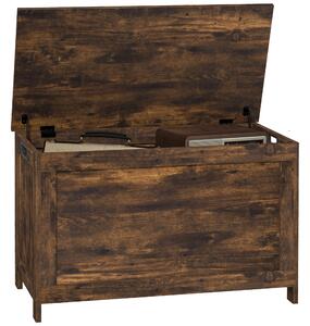 HOMCOM Storage Chest, Modern Storage Trunk with 2 Safety Hinges and Cut-out Handles, Wooden Toy Box for Living Room, Entryway, 76 x 40 x 48 cm, Rustic Brown