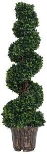 Outsunny Set of 2 Artificial Boxwood Spiral Topiary Trees Potted Decorative Plant Outdoor and Indoor Décor 120cm