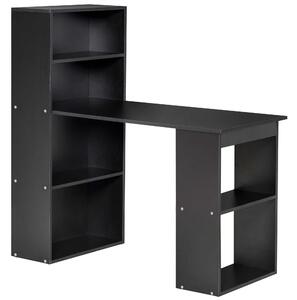 HOMCOM 120cm Modern Computer Desk Bookshelf Writing Table Workstation PC Laptop Study Home Office 6 Shelves Black Aosom UK