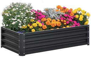 Outsunny Galvanised Raised Garden Beds: Outdoor Herb & Vegetable Planters for Patio, Backyard & Balcony, Grey Aosom UK