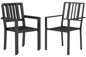 Outsunny 4 PCs Patio Dining Chairs with Metal Slatted Design, Black