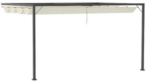 Outsunny 4(m) Outdoor Pergola Retractable Canopy Wall Mounted Gazebo Patio Shelter Sun Shade, Beige