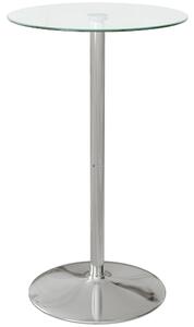 HOMCOM High Top Bar Table, Round Kitchen Table with Tempered Glass Top and Steel Base, Bistro Table for 2 People, Clear Aosom UK