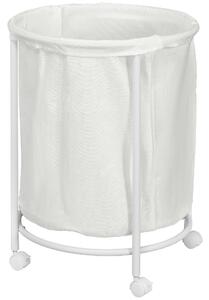 HOMCOM 100L Rolling Laundry Basket on Wheels, 50cm Round Laundry Hamper w/ Removable Bag & Steel Frame for Bedroom, Bathroom, Laundry Room Aosom UK