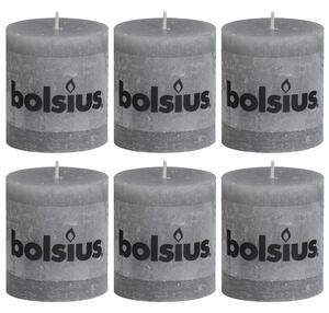 Bolsius Rustic Pillar Candles 6 pcs 80x68 mm Light Grey