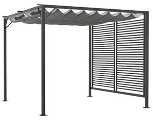 Outsunny 3 x 2.8m Metal Pergola, with Retractable Fabric Roof - Grey