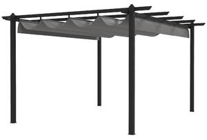 Outsunny 4 x 3(m) Aluminium Pergola with Retractable Roof, Garden Gazebo Canopy Shelter for Outdoor, Patio, Grey