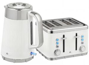 HOMCOM Electric Kettle and Toaster Set, 3000W 1.7L UK Strix Thermostat Rapid Boil Jug Kettle with Limescale Filter, Cool Touch Body, 4 Slice Toaster with 7 Browning Controls, Crumb Tray, White