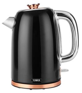 Tower Rose Gold Stainless Steel Kettle 1.7L Black
