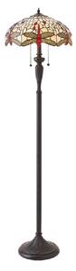 Interiors 1900 70940 Dragonfly Beige Tiffany 2 Light Floor Lamp With Shade