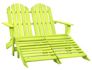 2-Seater Garden Adirondack Chair&Ottoman Fir Wood Green