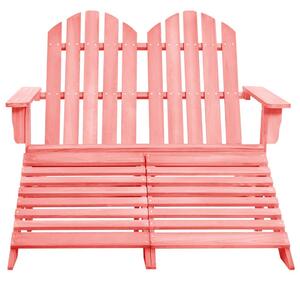 2-Seater Garden Adirondack Chair&Ottoman Fir Wood Pink