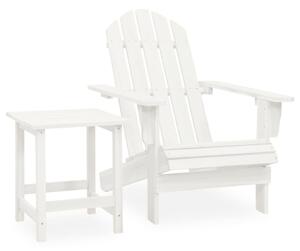 Garden Adirondack Chair with Table Solid Fir Wood White