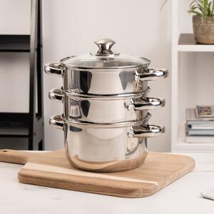 Stainless Steel 3 Tier Steamer Set Silver